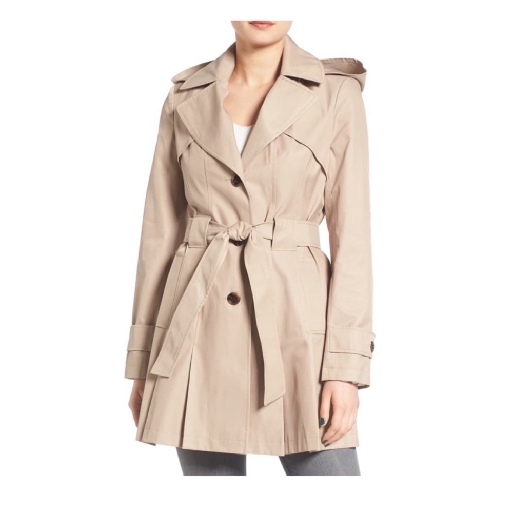 Via Spiga Ruffled Belted Trench Coat